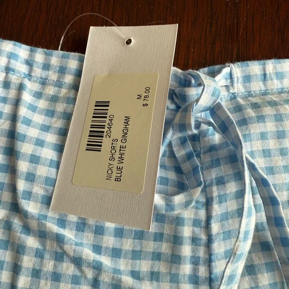 NWT Erica Wilson Blue Gingham Scallop Hem Shorts - Picture 3 of 4